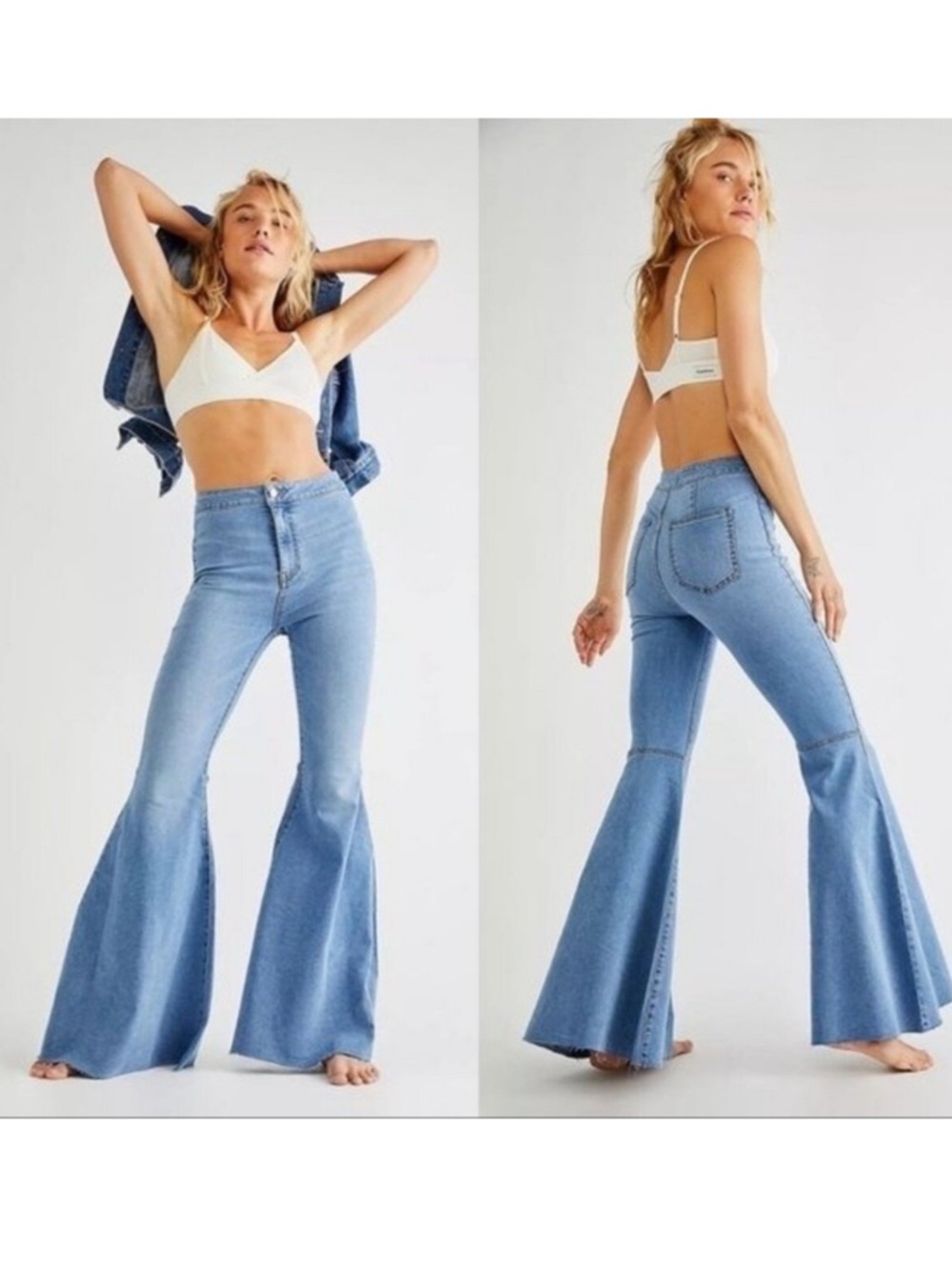 Free People- Just Float On Flare Jeans In Light Wash - Picture 2 of 8